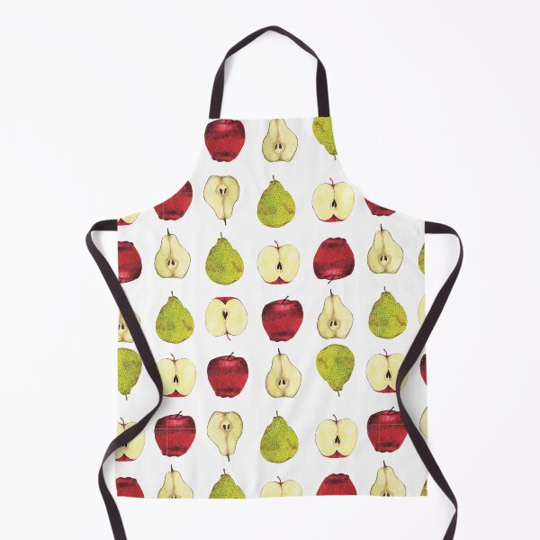 Divertido estampado de manzana y pera Delantal