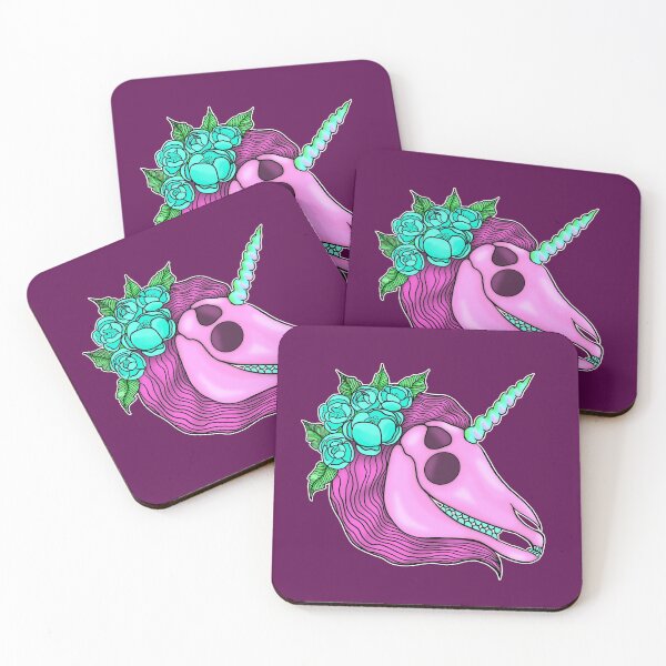 Item preview, Neon Unicorn Skull with Flowers designed and sold by VeronicaGArt.