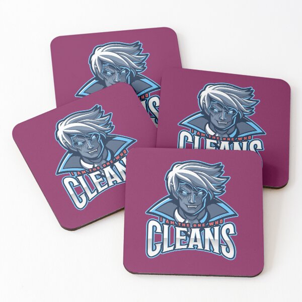 The One Who Cleans, Zombie, Vampire, Cleaning Humor Coasters (Set of 4)