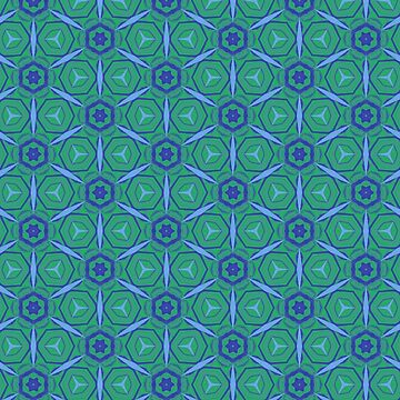 Artwork thumbnail, Blue Green Points Kaleidoscope by RosieRiggs