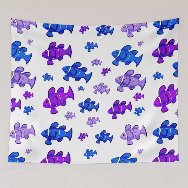 Item preview, School of Purple & Blue Clownfish designed and sold by yellowkats.