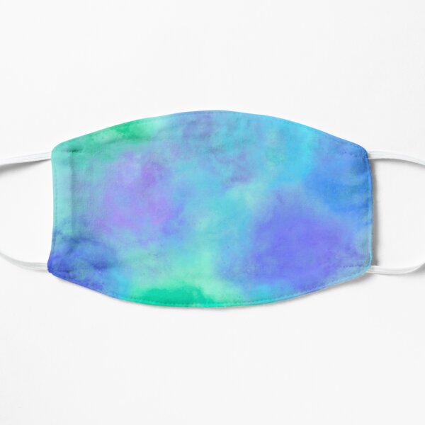 Tie Dye verde neón y azul Mascarilla plana