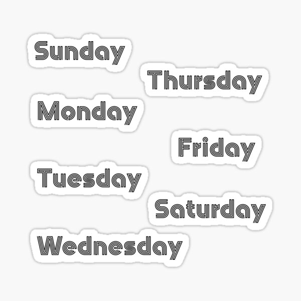 Block Days of the Week Stickers - Small – Graciebeth Studios