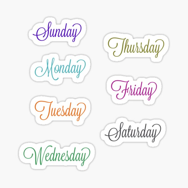 Days Of The Week Stickers for Sale