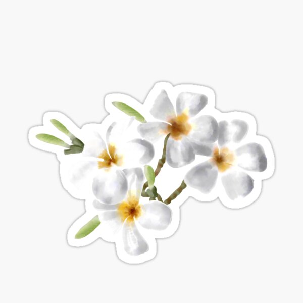 Item preview, Fabulous  white and yellow watercolor Frangipani branch designed and sold by mimi-and-dodo.
