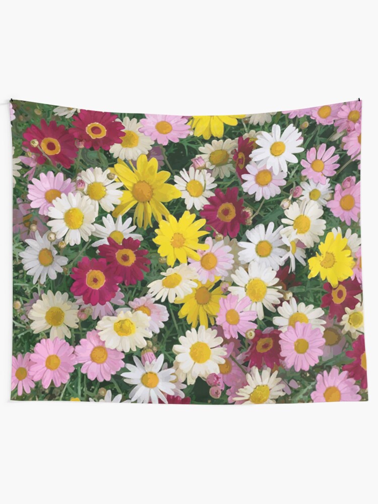 Alternate view of Coloured Daisy Flowers Tapestry