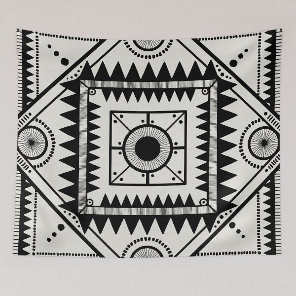 Item preview, Western tribal square mandala - black on neutral designed and sold by misentangled.
