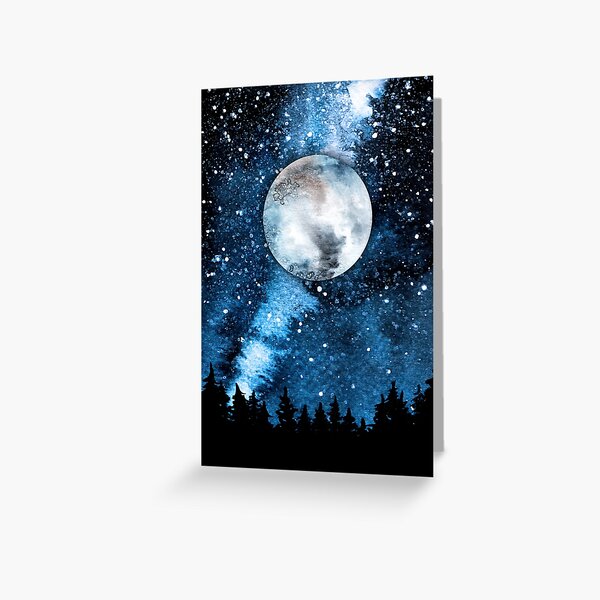 Item preview, Blue Moon in Night Time Starry Sky, Universe and Moon Cosmos designed and sold by K. Scott  Teeters.