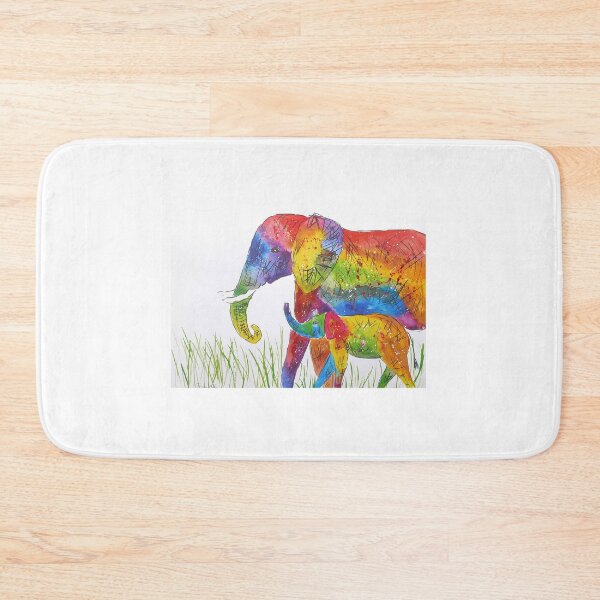 Item preview, Colourful Mother and baby Elephants designed and sold by Casimirasart.