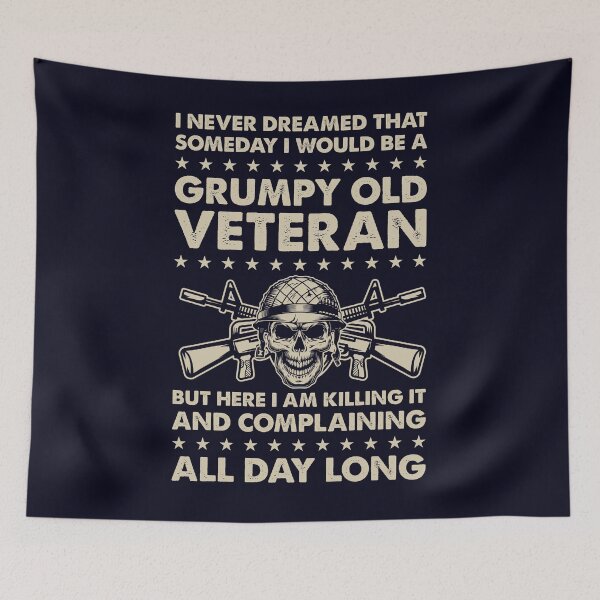 Item preview, Old Grumpy Veteran killing it and complaining all day long  designed and sold by mmos.