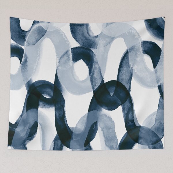 Item preview, Navy Blue Brush Stroke Waves - Abstract Watercolor Painting no.2 designed and sold by lanakat.
