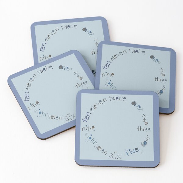 Item preview, Blue Gray Clock with Numbers, original watercolor designed and sold by djrunnels.