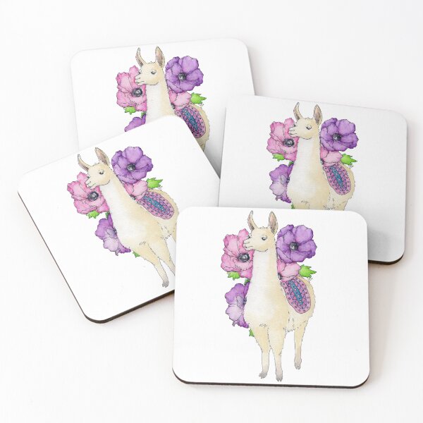 Item preview, Llama and Purple Flowers designed and sold by Pamela Sommer.