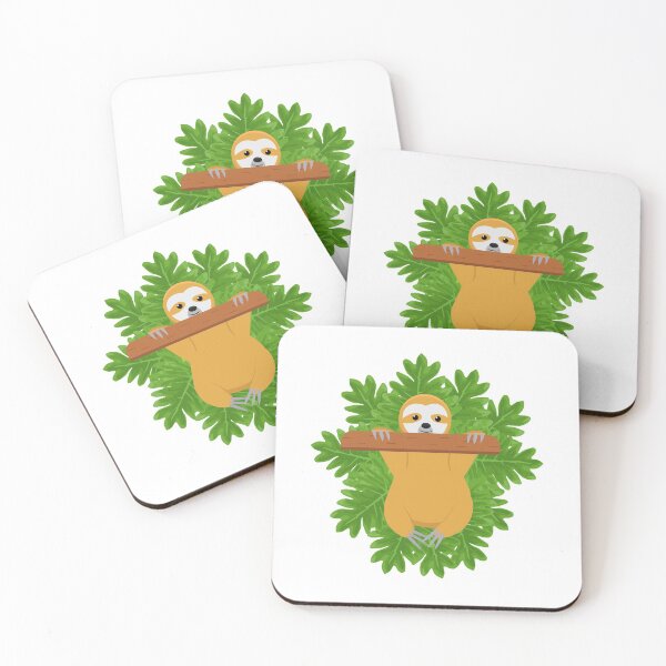 Artikelvorschau, Faultierillustration mit tropischen Blättern entworfen und verkauft von GulArt.