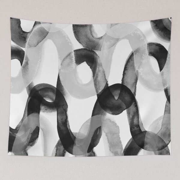 Item preview, Black & White Brush Stroke Waves - Abstract Watercolor Painting no.2 designed and sold by lanakat.