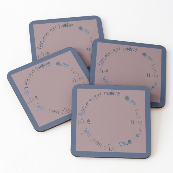Item preview, Clock with Numbers, watercolor in mauve, muted red, blue, navy, gray designed and sold by djrunnels.