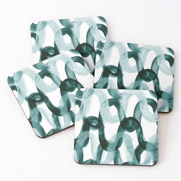 Item preview, Emerald Green Brush Stroke Waves - Abstract Watercolor Painting no.2 designed and sold by lanakat.