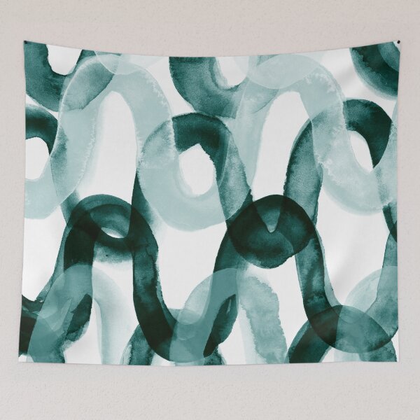 Item preview, Emerald Green Brush Stroke Waves - Abstract Watercolor Painting no.2 designed and sold by lanakat.
