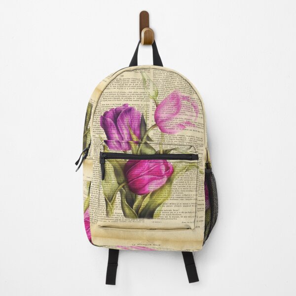 Item preview, Botanical print on old book page - tulips designed and sold by Art by Lilia.