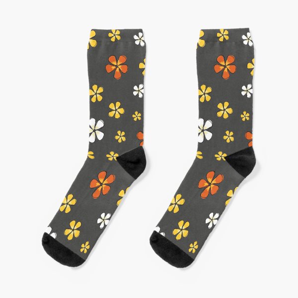 Flowers on gray background Socks