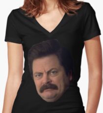 Ron Swanson Women's Fitted V-Neck T-Shirt