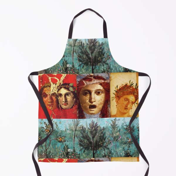 Item preview, ANTIQUE ROMAN PAINTINGS ,GREEK THEATER MASKS WITH FLOWER GARDEN designed and sold by BulganLumini.
