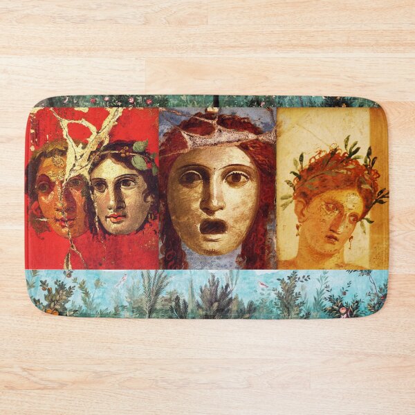 Item preview, ANTIQUE ROMAN PAINTINGS ,GREEK THEATER MASKS WITH FLOWER GARDEN designed and sold by BulganLumini.