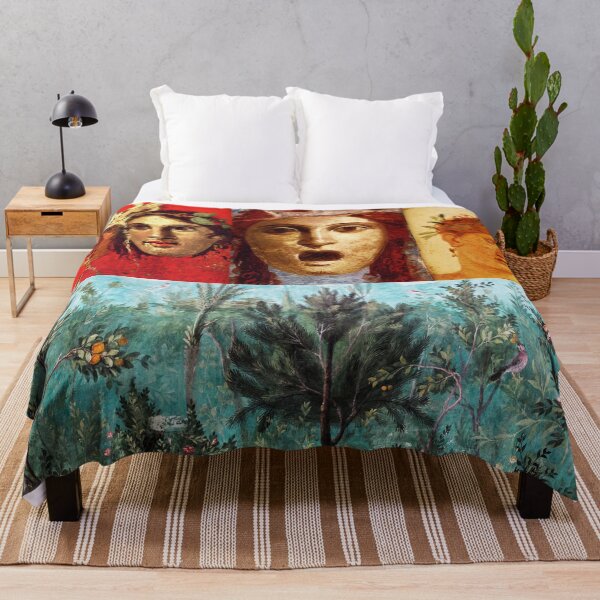 Item preview, ANTIQUE ROMAN PAINTINGS ,GREEK THEATER MASKS WITH FLOWER GARDEN designed and sold by BulganLumini.