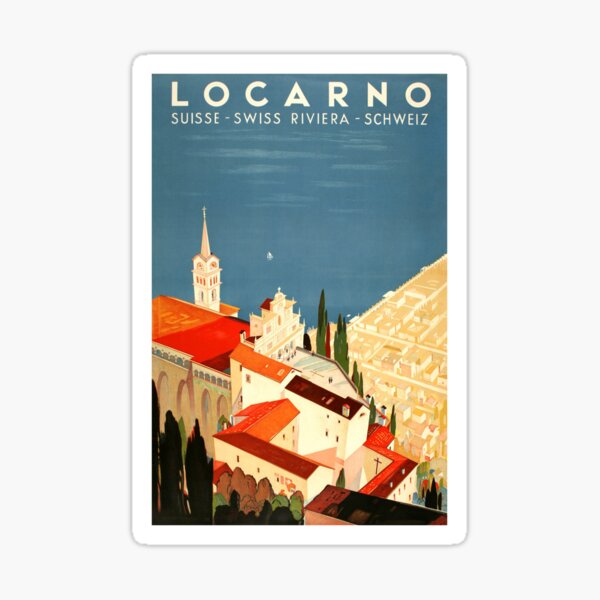 Item preview, Locarno Switzerland Vintage Travel Poster designed and sold by vintagevivian.