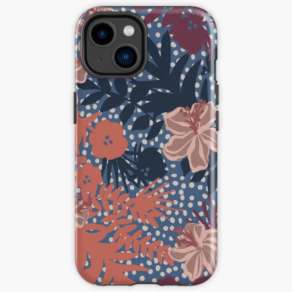 Tropic Floral Dot Blue iPhone Tough Case