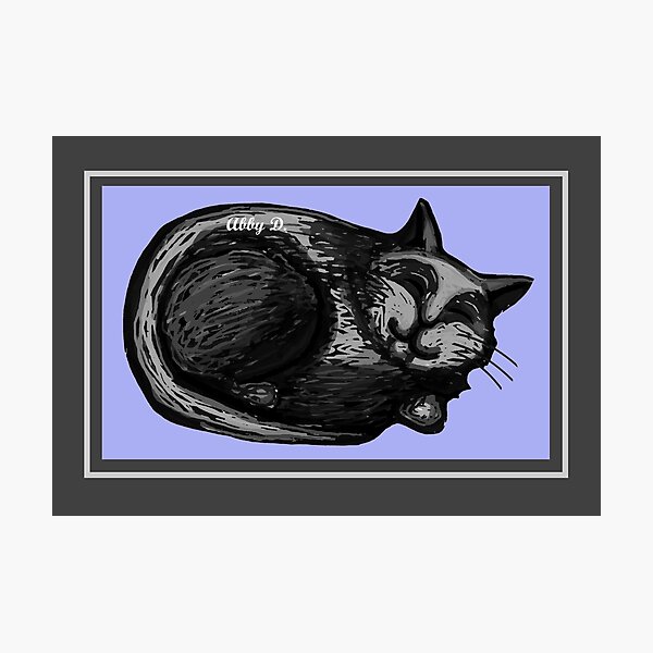 Item preview, Sleepy Grey Cat with Periwinkle designed and sold by Abigail Davidson.