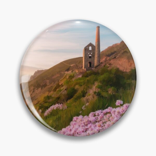 Item preview, Cornish tin mine with pink flowers designed and sold by Something Arty.