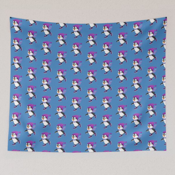 Item preview, Cute Penguin Ice Skating Purple Hat Skates designed and sold by WildHoneyDesign.