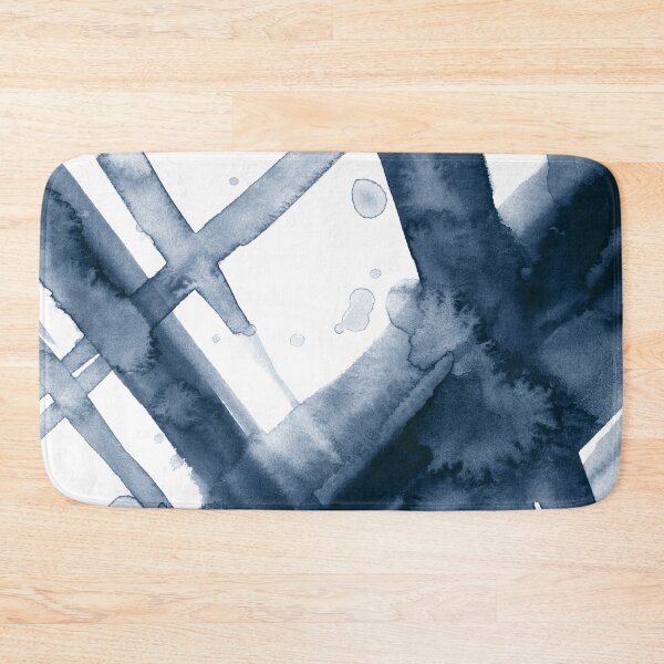 Item preview, Navy Blue Brush Strokes - Abstract Watercolor Painting no.1 designed and sold by lanakat.