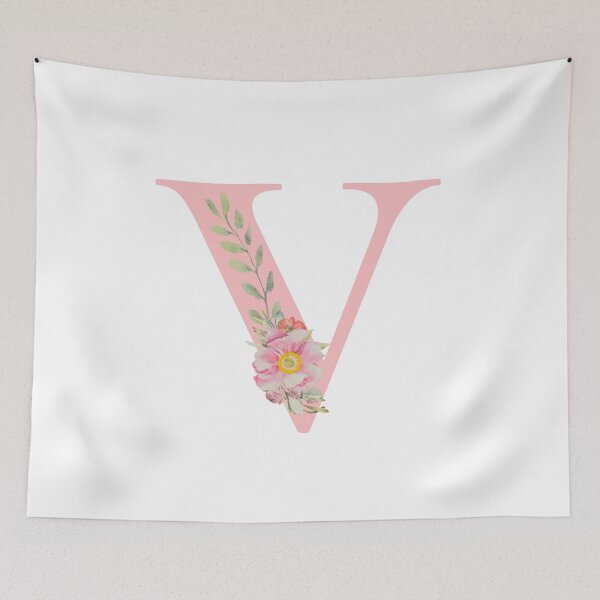 Item preview, Pink Floral Wreath Bouquet Arrangement Initial Letter V designed and sold by TheFamilyVan.