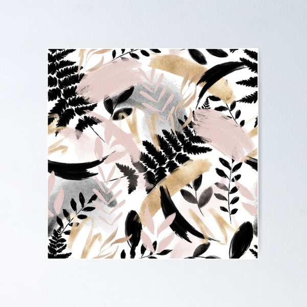 Item preview, Black and Pink Fern Pattern designed and sold by GillyMc.