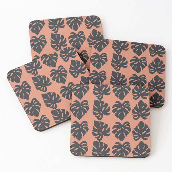 Item preview, Navy & Orange Monstera Leaf Pattern designed and sold by WildeandCo.