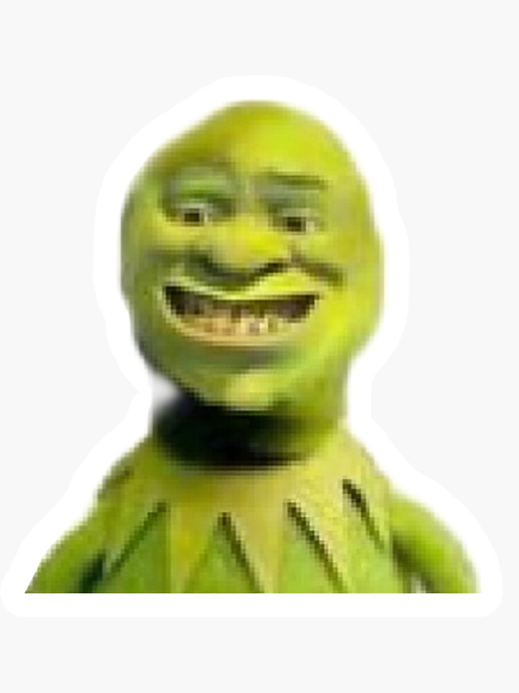 Pegatina «Shrek Kermit sonriendo» de SticksTooSlick Redbubble