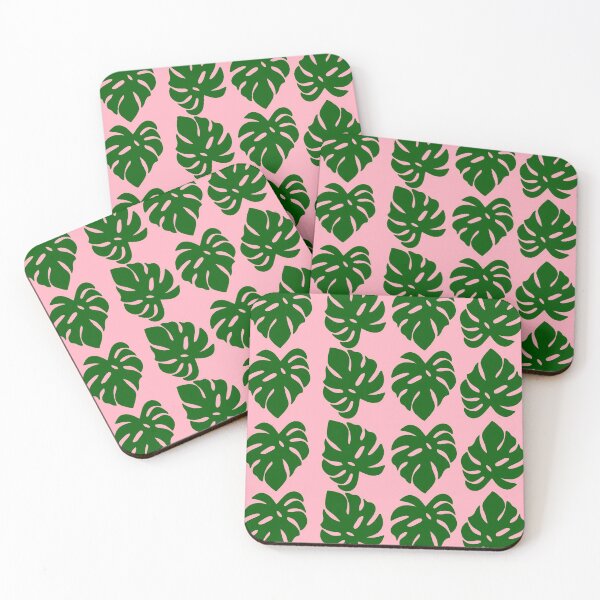 Item preview, Pink & Green Tropical Monstera Leaf Pattern designed and sold by WildeandCo.