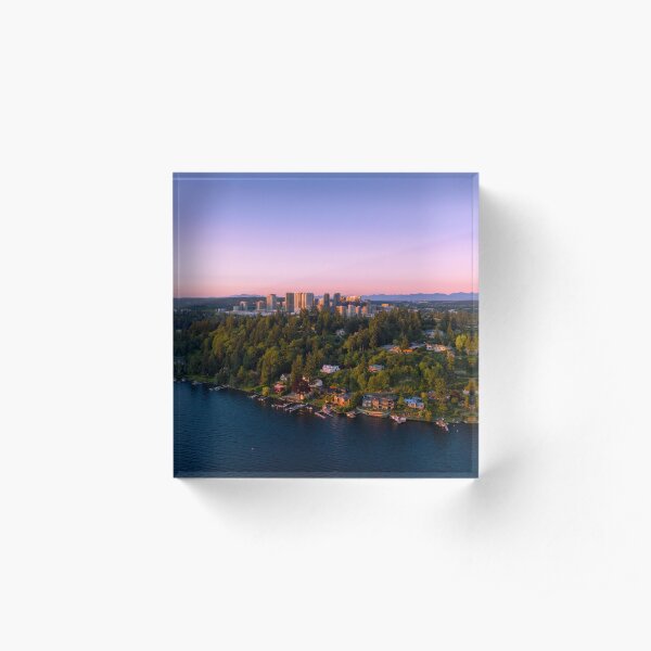 Bellevue Cityscape Sunset 001 Acrylic Block
