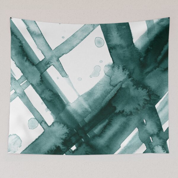 Item preview, Emerald Green Brush Strokes - Abstract Watercolor Painting no.1 designed and sold by lanakat.