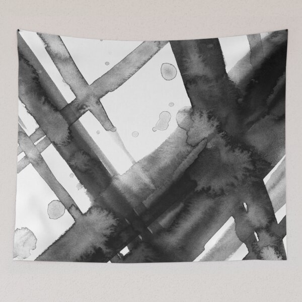 Item preview, Black & White Brush Strokes - Abstract Watercolor Painting no.1 designed and sold by lanakat.