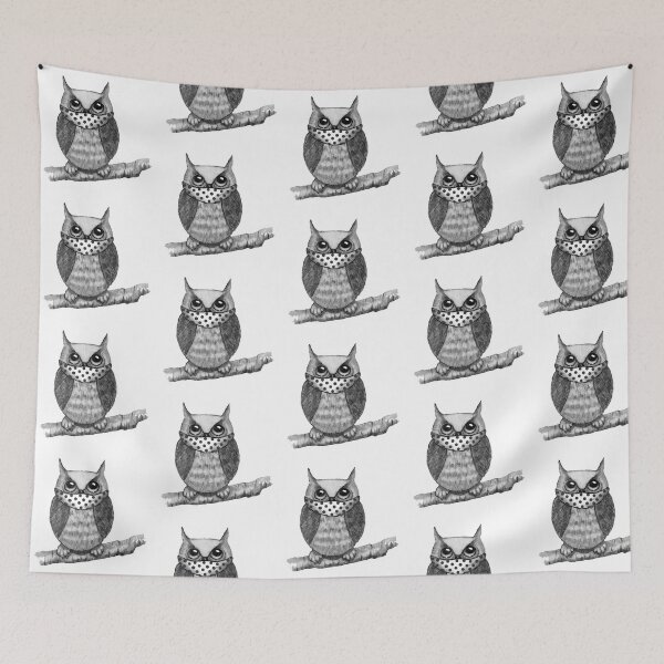 Item preview, Owl Wearing A Mask Coronavirus, Polka Dots, Pencil Art designed and sold by JoyfulWhimsy.