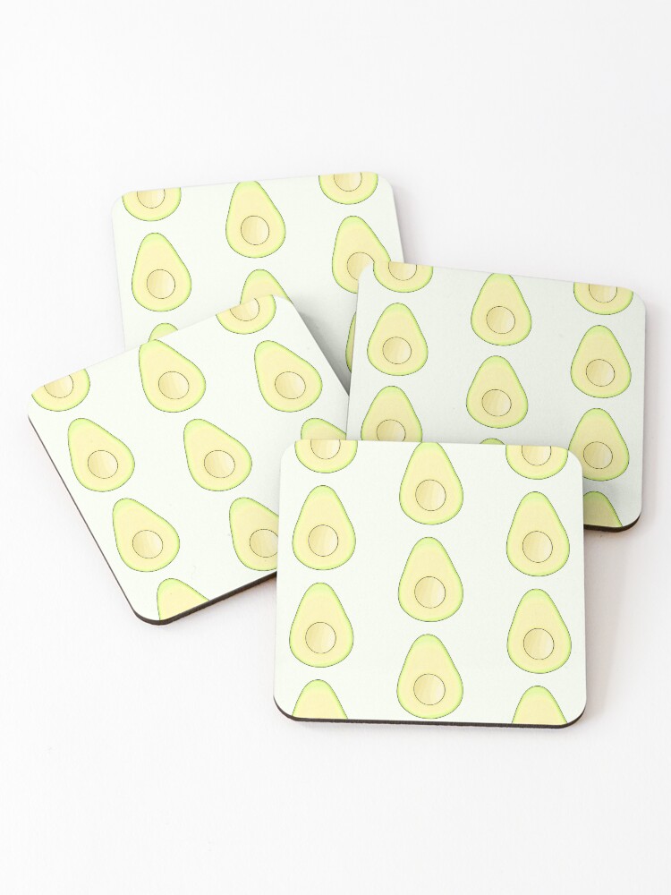 Thumbnail 1 of 5, Coasters (Set of 4), Avocado designed and sold by DrawingBasic.