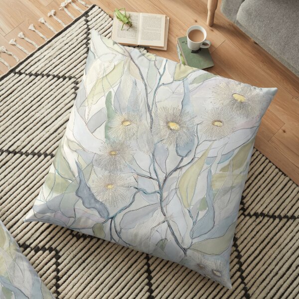 Soft Gentle Gum Leaves and Flowers Floor Pillow
