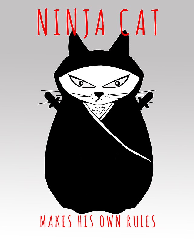 Ninja Cat Drawing: Greeting Cards | Redbubble