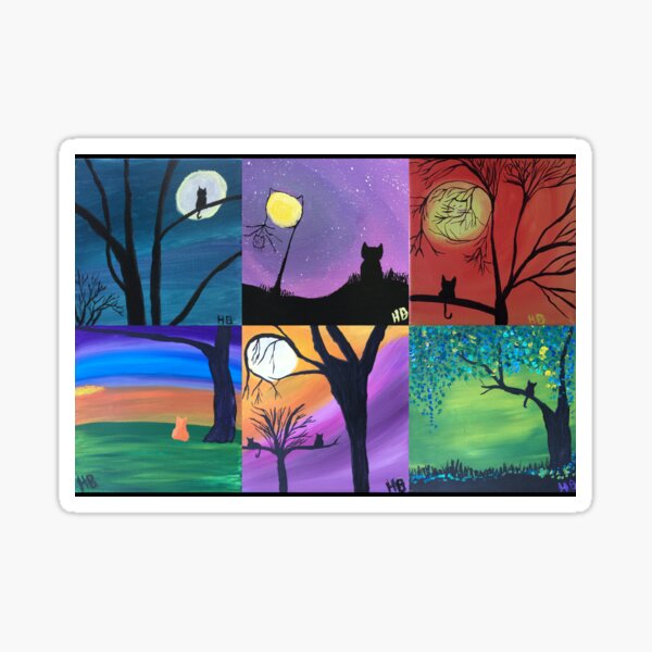 Cat Silhouette Collage Sticker