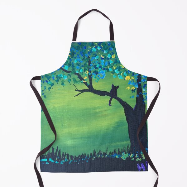 Item preview, Cat on a tree branch with colorful leaves designed and sold by catladyjoy.
