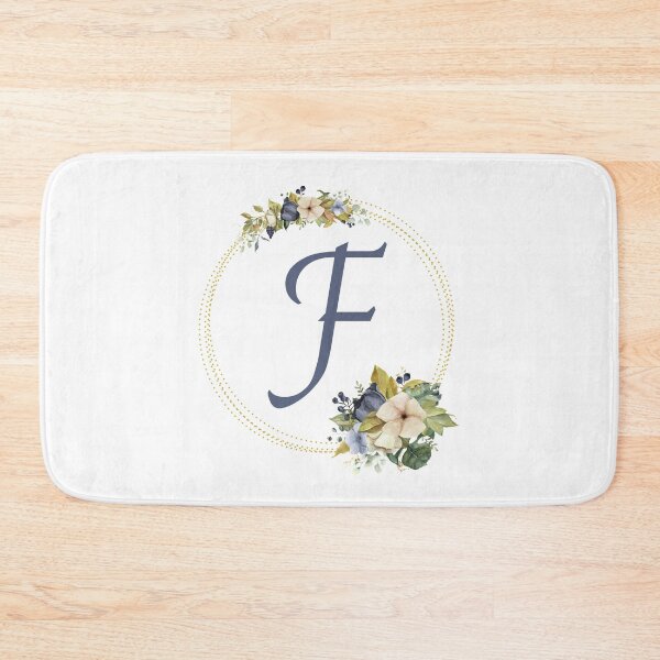 Item preview, Gold Green Blue Floral Wreath Bouquet Initial Letter F designed and sold by TheFamilyVan.