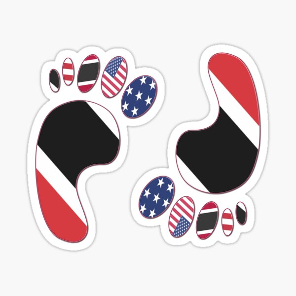 FOOTPRINTS USA & TRINIDAD AND TOBAGO FLAG AMERICAN TRINIDADIAN Sticker
